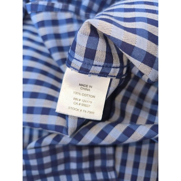 Johnston & Murphy Mens Blue Gingham Dress Shirt XXXL - Picture 6 of 8